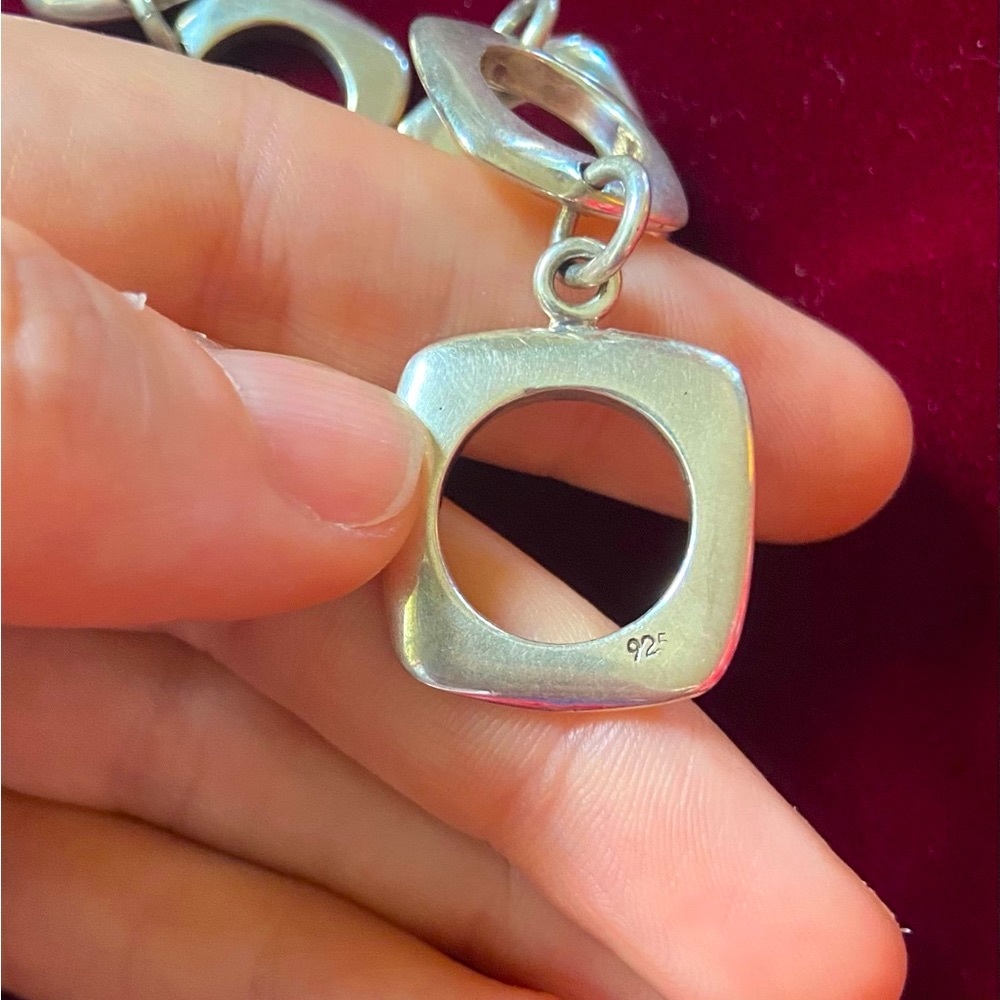 Nwot Solid Sterling Silver Square Link Necklace A… - image 4